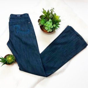 Rock & Republic Kasandra Jeans Dark Wash Boot Cut Embroidered Back Pocket Jeans